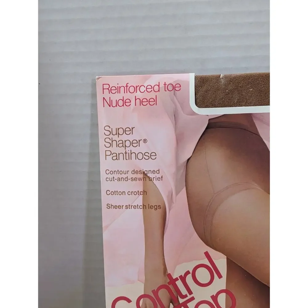 JCPenney Control Top Super Shaper Sheer Pantyhose Nude Heel Queen Short Gala 02